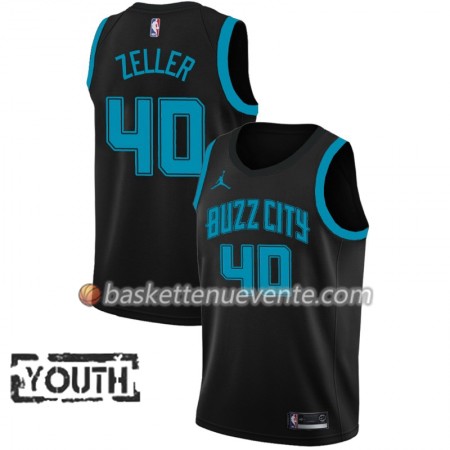 Maillot Basket Charlotte Hornets Cody Zeller 40 2018-19 Jordan Brand City Edition Noir Swingman - Enfant